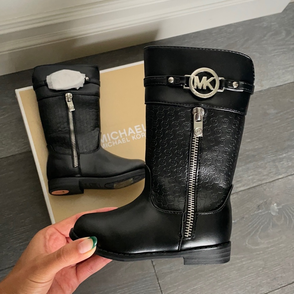 Brand New Michael kors boots toddler size 7 black silver hardware.